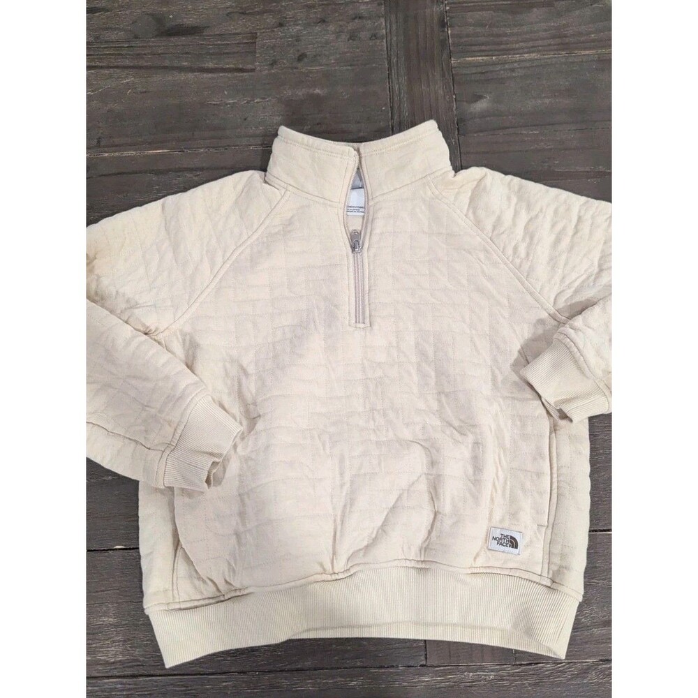 The North Face Cream Quilted Quarter-Zip Pullover Sweatshirt